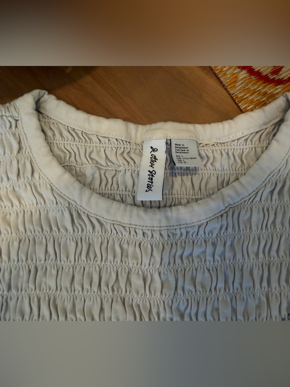 &Other Stories Smocked Short Sleeve Top - Picture 2 of 8